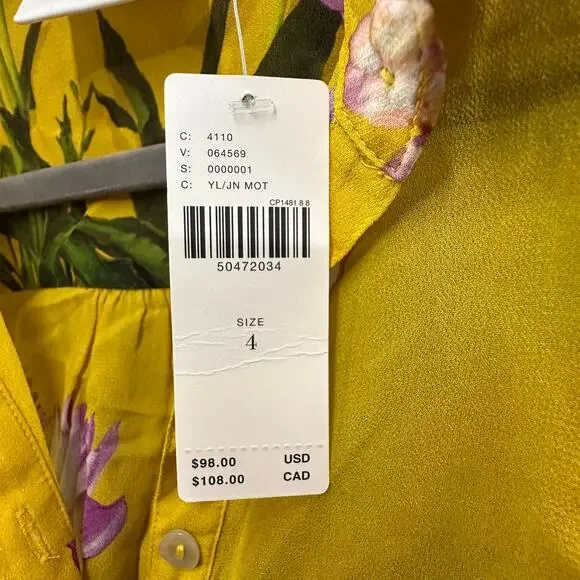 Maeve‎ by Anthropologie NWT Size 4 Yellow Floral Sleeveless Top Tunic Flowy - Picture 4 of 8